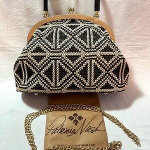 Patricia Nash Black and Cream Geometric Pattern Bag